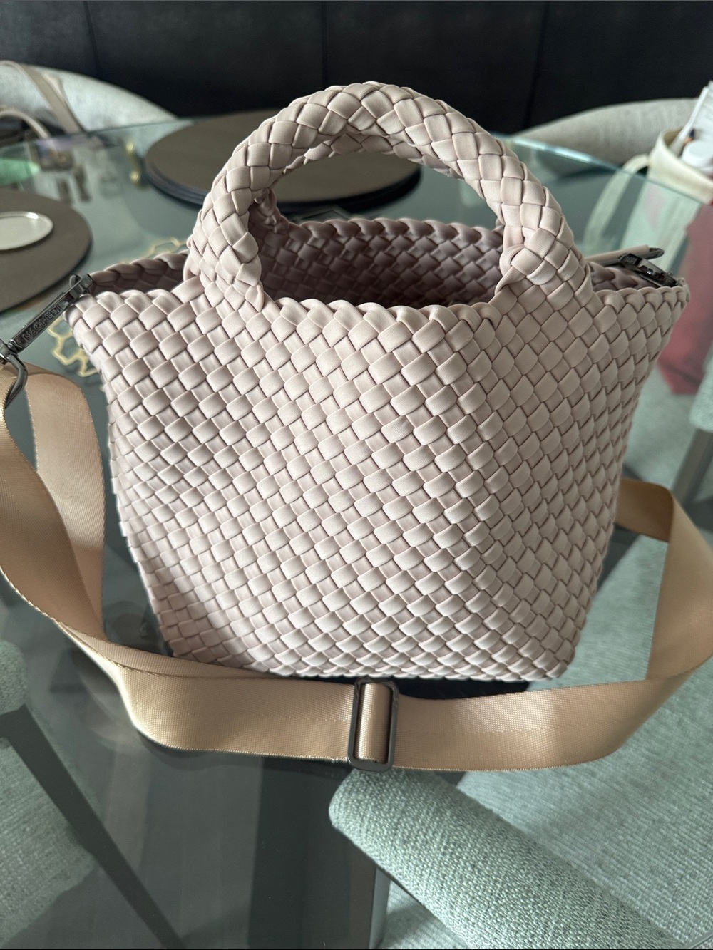 Naghedi Woven Bag in Light Pink